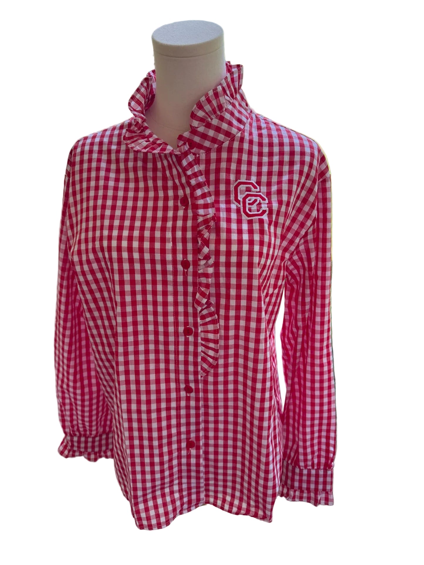 Ruffled Gingham Button Up