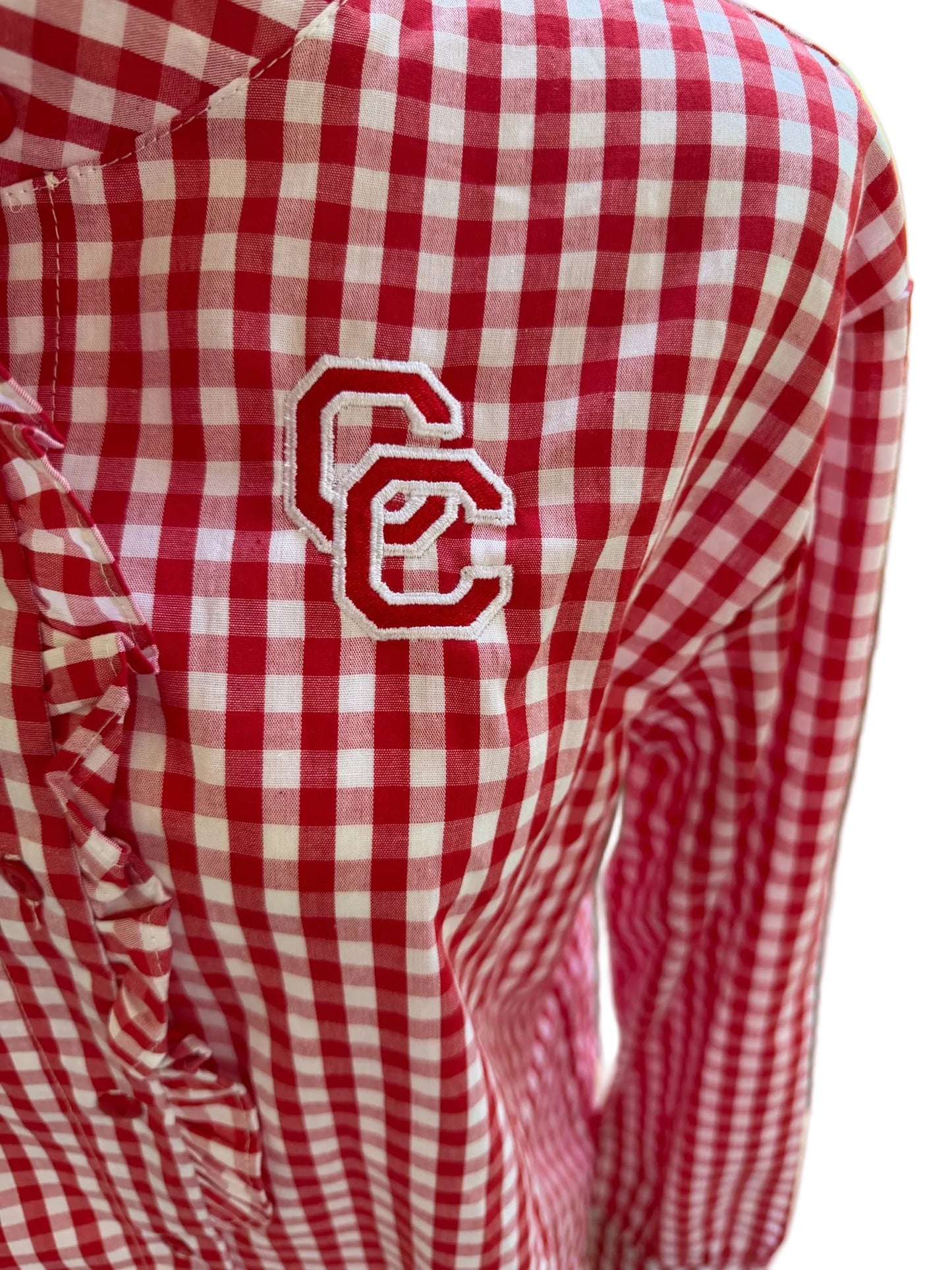 Ruffled Gingham Button Up